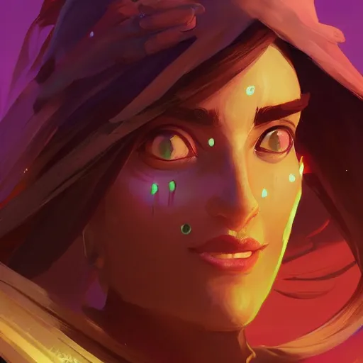 Image similar to profile portrait, maya ali mage, gloomhaven, dynamic lighting, gaudy colors, octane render aesthetic, matte painting concept art, official fanart behance hd artstation by jesper ejsing, by rhads and makoto shinkai and lois van baarle and ilya kuvshinov and rossdraws