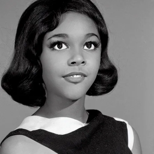 Image similar to black and white photo of a beautiful and elegant 1 9 6 5 young black actress