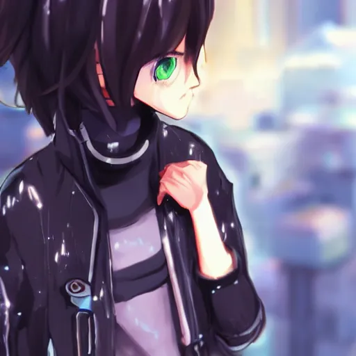 Image similar to makoto shinkai android mechanical cyborg anime girl