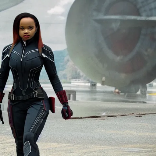 Prompt: kyla pratt as black widow in avengers endgame