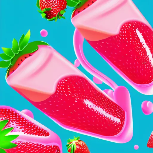 Image similar to a hyperdetailed strawberry milk poster, 4 k hd wallpaper illustration, package cover