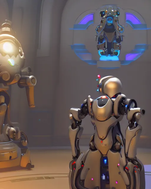 Image similar to robot omnic catholic priest in overwatch