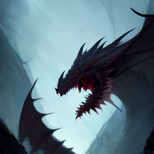 Image similar to a scary dragon, greg rutkowski