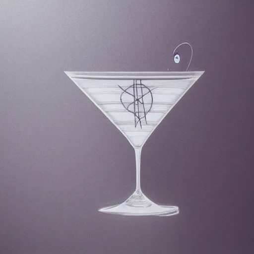 Prompt: a martini glass holding mathematical symbols hyperrealistic studio portrait