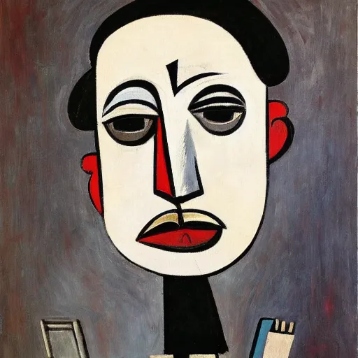 Prompt: picasso painting of elon musk as a bus driver - n 9