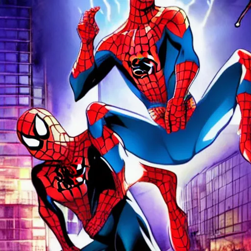 Image similar to spider-man in an anime