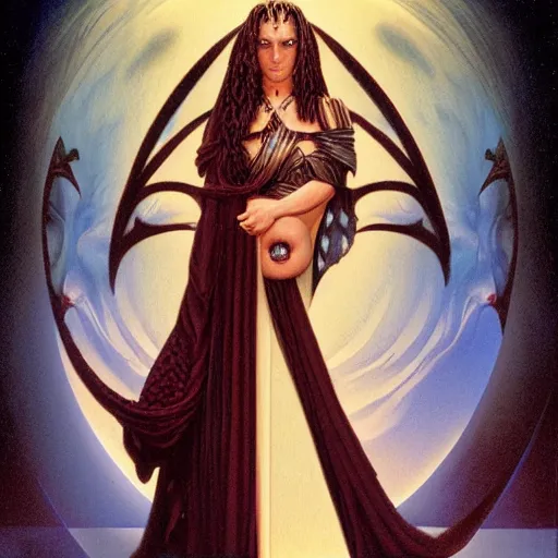 Image similar to portrait of natalie portman as a goddess, by gerald brom