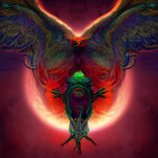 Prompt: bird entity, cosmic horror art, digital art, hd