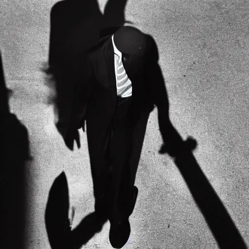 Image similar to man in suit walking towards camera with white background. wearing suit and hat. strong shadows. high contrast. serious look. carrying a pistol
