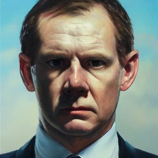 Prompt: ultra realistic portrait painting of simon skinner from hot fuzz, art by frank frazetta, 4 k, ultra realistic, highly detailed, epic lighting