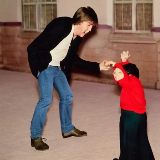 Image similar to paul mccartney bullying a small child, photograph, 4 k