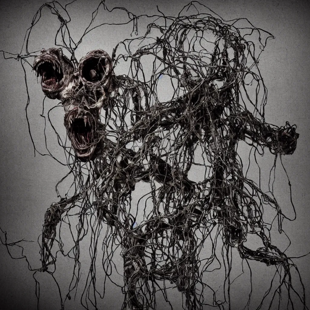 Image similar to Horrifying creature, haunted, horror, wires