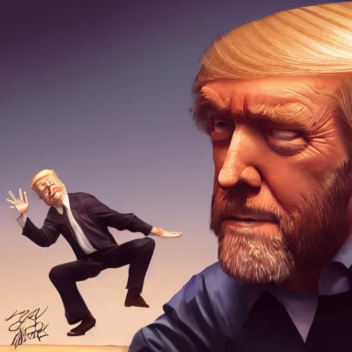 Prompt: george carlin slapping trump, greg rutkowski