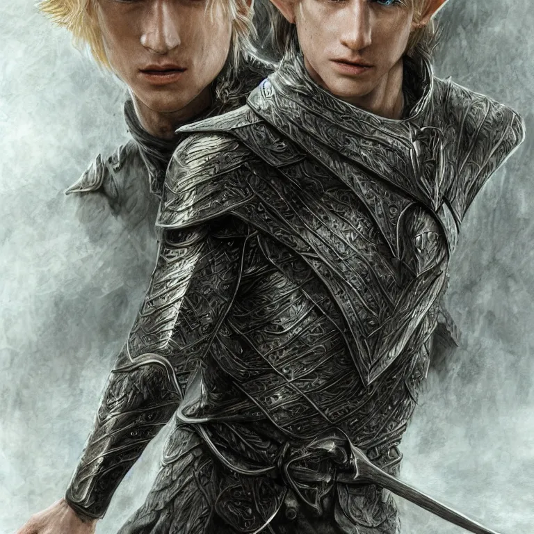 Prompt: elvish blonde male warrior, lord of the rings style, realistic, full body, fantasy, elvish, sharp focus, 8 k high definition, character portrait, portrait, close up, concept art, insanely detailed, intricate, elegant