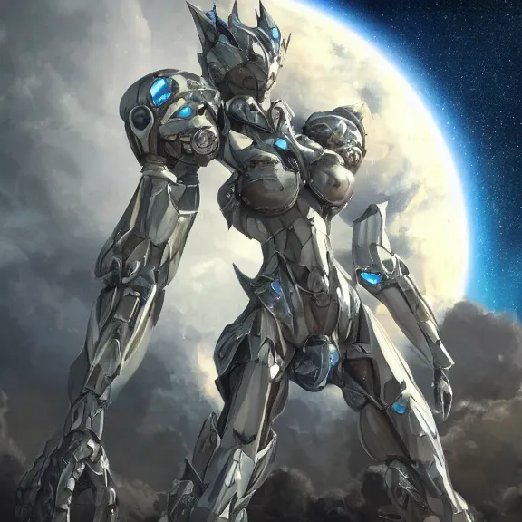 Image similar to giant stunning goddess shot, beautiful hot anthropomorphic robot mecha female dragon larger than the planet, gently caressing earth, looming over earth in space, detailed silver armor, epic proportions, epic scale, highly detailed digital art, furry art, macro art, giantess, macro, furaffinity, deviantart, 8k 3D realism