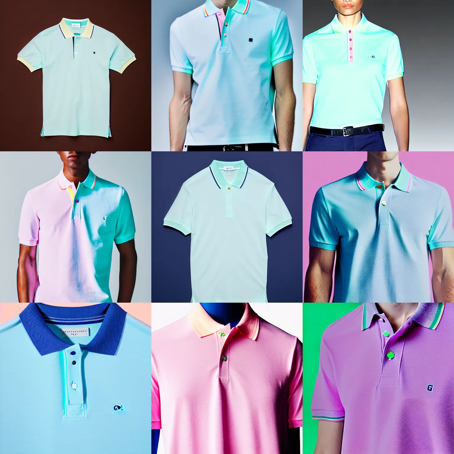 Prompt: a detailed high key lighting product photo of a gap polo shirt. pastel colors. couture. high fashion. fashion week