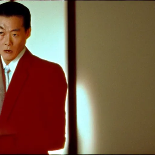 Prompt: a film still of kosaku kawajiri in American Psycho(2000)