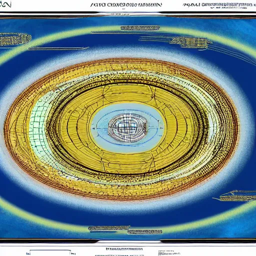 Prompt: detailed schematics for a vast ring world