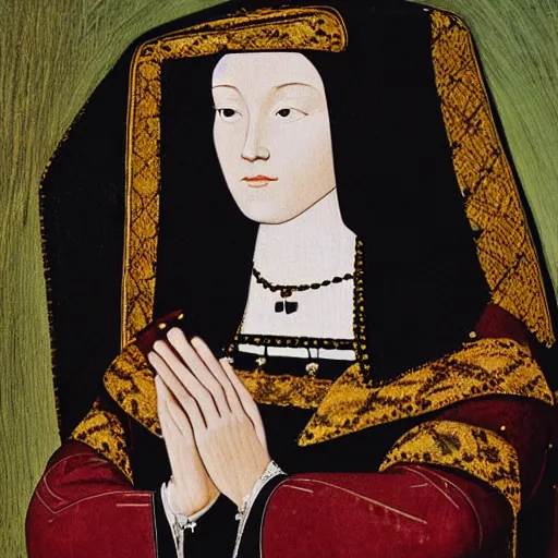 Prompt: portrait photograph of anne boleyn praying shallow dof