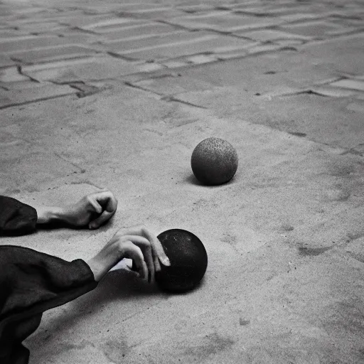 Image similar to portrait of nosferatu is playing petanque, realistic photography