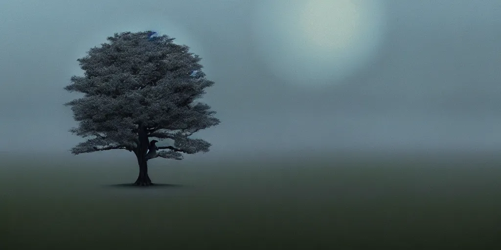 Prompt: trees from avatar movie fully wrapped in transparent polyethylene with light cloudy sky background, film still from the movie directed by denis villeneuve with art direction by zdzisław beksinski, close up, telephoto lens, shallow depth of field