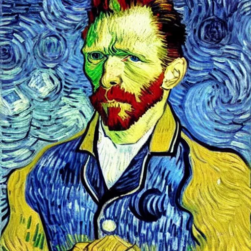 Prompt: A Van Gogh style painting of an American football player