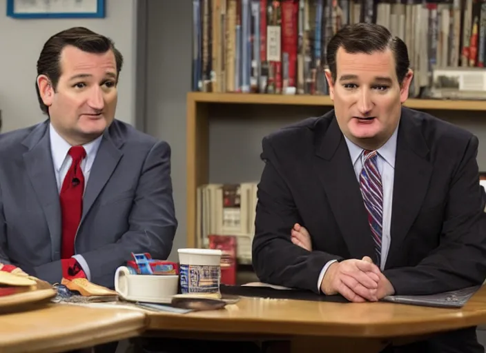 Prompt: Ted Cruz playing Jim from The Office