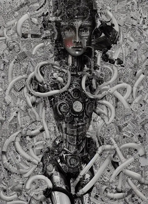 Image similar to Robot goddess painting by Dan Hillier, trending on artstation, artstationHD, artstationHQ, 4k, 8k