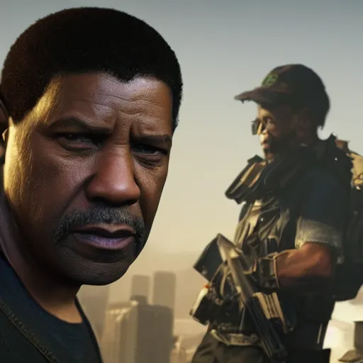 Image similar to denzel washington, style game square enix life, trending on artstation, painted by greg rutkowski, render naughty dog, octane render, detailed