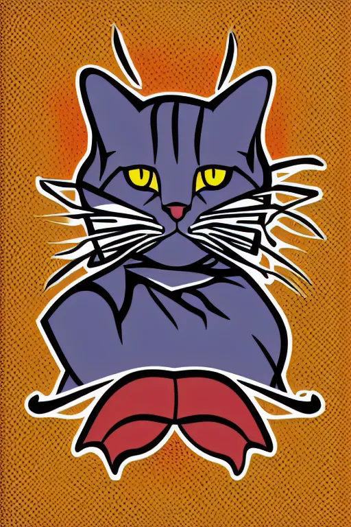 Image similar to Portrait of a cat as a wrestler, sticker, colorful, illustration, highly detailed, simple, smooth and clean vector curves, no jagged lines, vector art, smooth