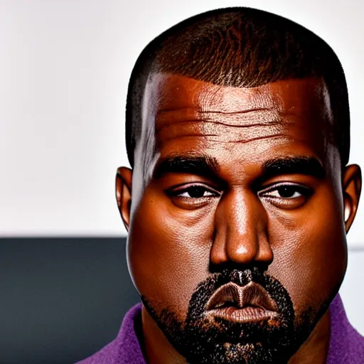 Image similar to photo of kanye west looking disgusted, detailed face, staring in the camera, hd