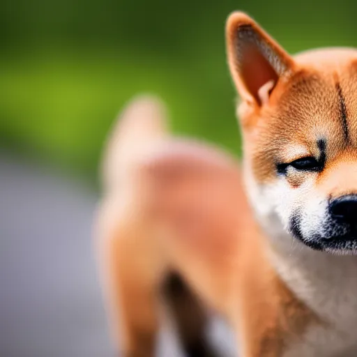 Prompt: close up photo of a small origami shiba inu, cinematic, shallow dof, 3 5 mm, 4 k, macro