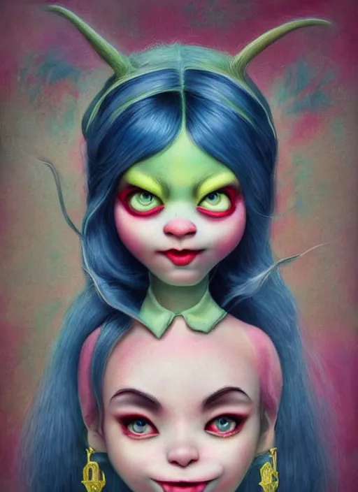 Prompt: pop surrealism, lowbrow art, realistic shrek!!!!!!!!!!!!!!!!!!! painting, japanese street fashion, hyper realism, muted colours, rococo, natalie shau, loreta lux, tom bagshaw, mark ryden, trevor brown style,