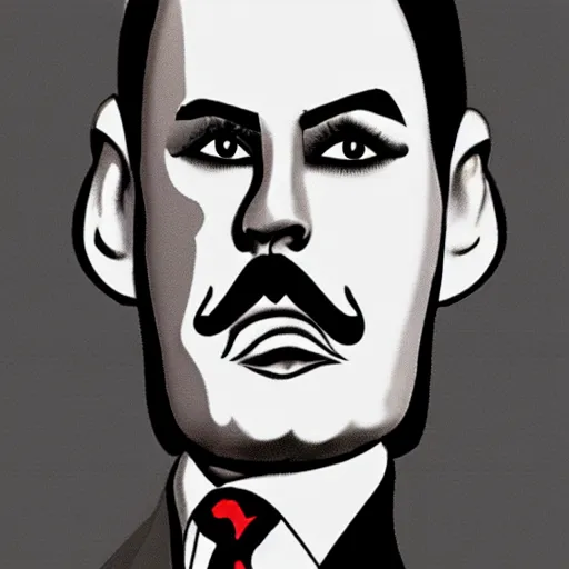 Image similar to a caricature of Freddy mercury