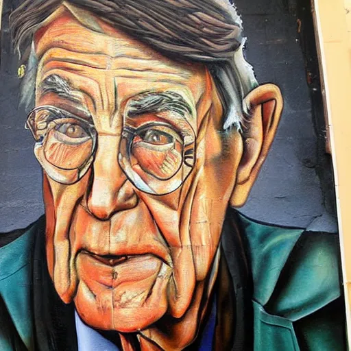 Image similar to street art rightful detailed portrait of dan myers at elderly age of 1 0 5