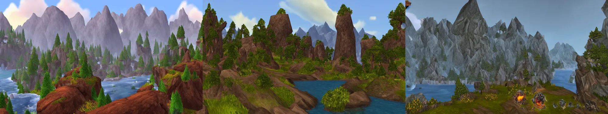 Prompt: lakeside mountains, in world of warcraft