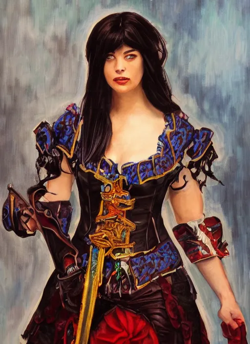 Image similar to miriam from bloodstained, portrait, oil painting, detailed