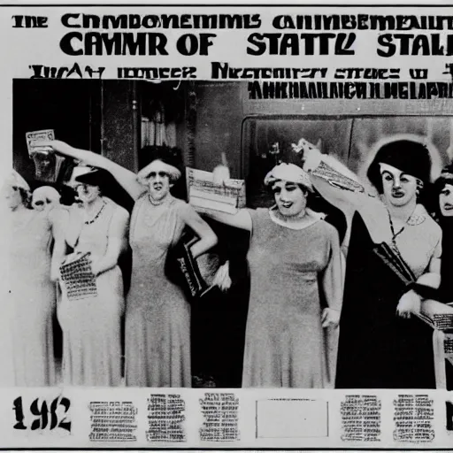 Prompt: Communist States of America, 1920s newsreel footage, communist flappers, Chicago, Communist USA