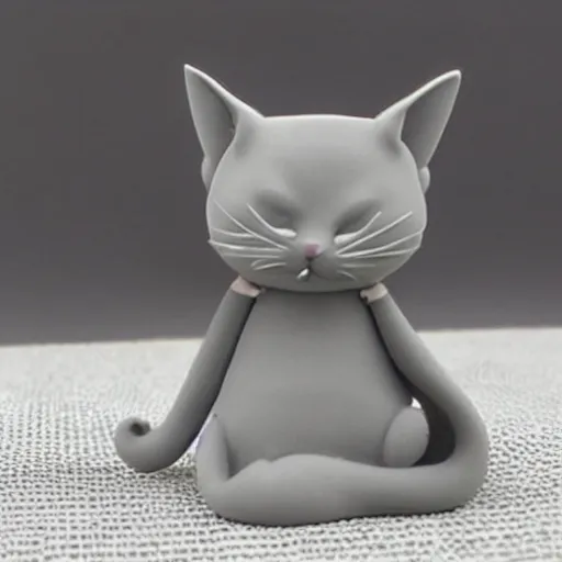 Image similar to 3 d graphic cartoon gray clay figure cat