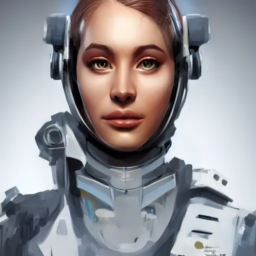 Image similar to concept art of portrait ofcyborg scientist by jama jurabaev, extremely detailed, trending on artstation, high quality, brush stroke