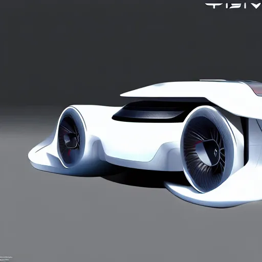 Image similar to uhd photorealistic tesla hovercraft, concept art, futuristic, uhd hyperdetailed photography