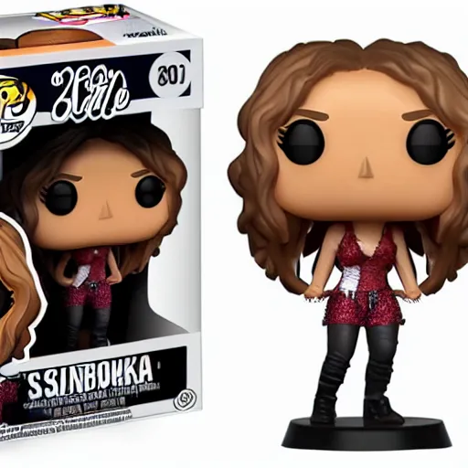 Prompt: A funko Pop of the singer shakira singing