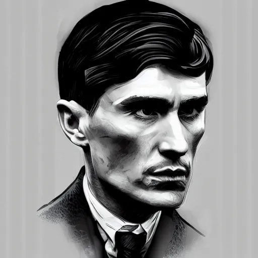 Prompt: a portrait of thomas shelby from the peaky blinders standing in atlantis, in the style of Benjamin Bader, sharp, highly detailed, realistic face, digital art, epic, fantasy, artstation