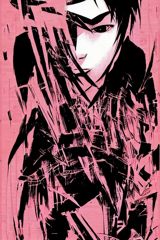 Prompt: professionally drawn seinen mature cyberpunk horror detective action manga comic cover, full color, beautifully drawn coherent professional, drawn by ilya kuvshinov, ilya kuvshinov, and hiromu arakawa and tsutomu nihei. japanese script kanji hiragana on the cover. simplistic minimalist cover art. stylized stylistic.