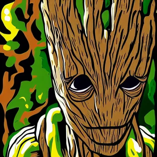 Image similar to Angry Groot as a paint by number