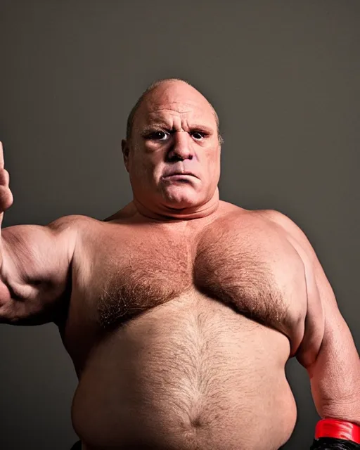 Prompt: portrait of danny devito as brock lesnar. photographic, photography