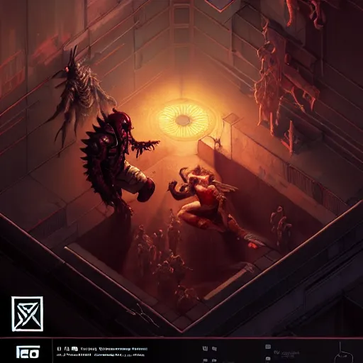 Image similar to isometric Dead Space Diablo action role playing game by artgerm and greg rutkowski, alphonse mucha, cgsociety and beeple highly detailed, sharp focus, cinematic lighting, illustration, art, octane render, Unreal Engine Lumen, very coherent. cinematic, hyper realism, high detail, octane render, 8k