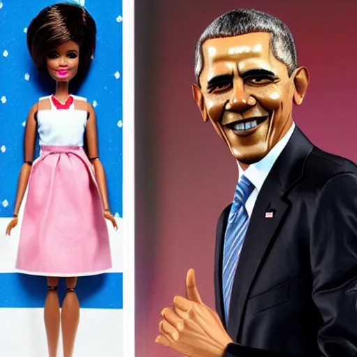 Prompt: Barack Obama as a Barbie doll