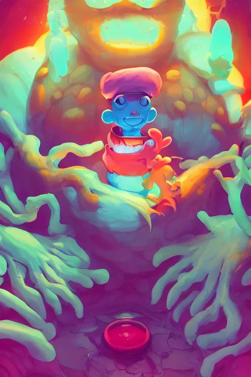 Image similar to smurf ghost creature animal sushi cristal very big eye roots cactus elemental flush of force nature micro world fluo fishscale, behance hd by jesper ejsing, by rhads, makoto shinkai and lois van baarle, ilya kuvshinov, rossdraws radiating a glowing aura global illumination ray tracing hdr