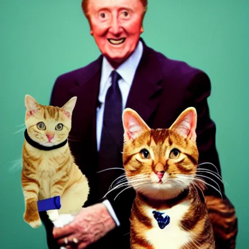 Image similar to vin scully as a tabby cat, 1 9 7 9